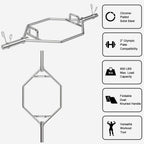 Gymax Olympic Hex Bar, Folding Trap Bar 56'' Chrome Finish Hex Weight Lifting Bar Deadlift Bar With Two-Handle, For Squats, Dead