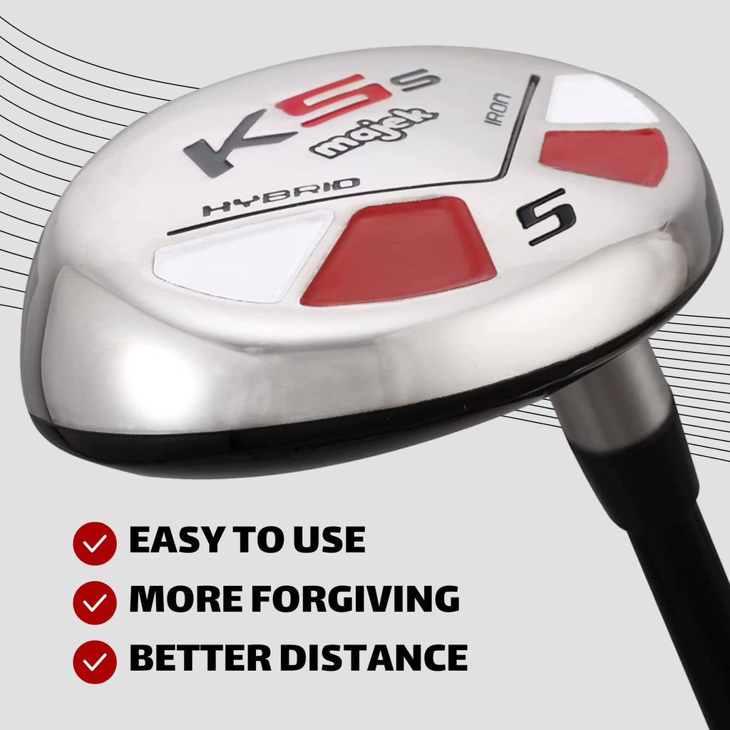 Majek Mens Golf All Hybrid Complete Full Set, Which Includes: #5, 6, 7, 8, 9, Pw +Sw Senior Flex Right Handed New Utility A Flex