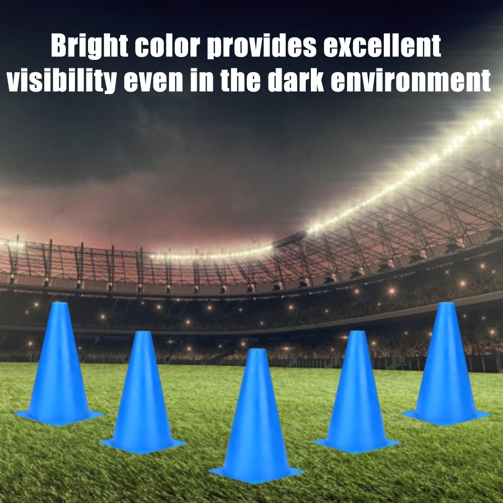 Cyrico 9 Inch Cones Sports, 15 Pack Soccer Training Cones Agility Field Parking Safety Blue Plastic Traffic Cones For Football B
