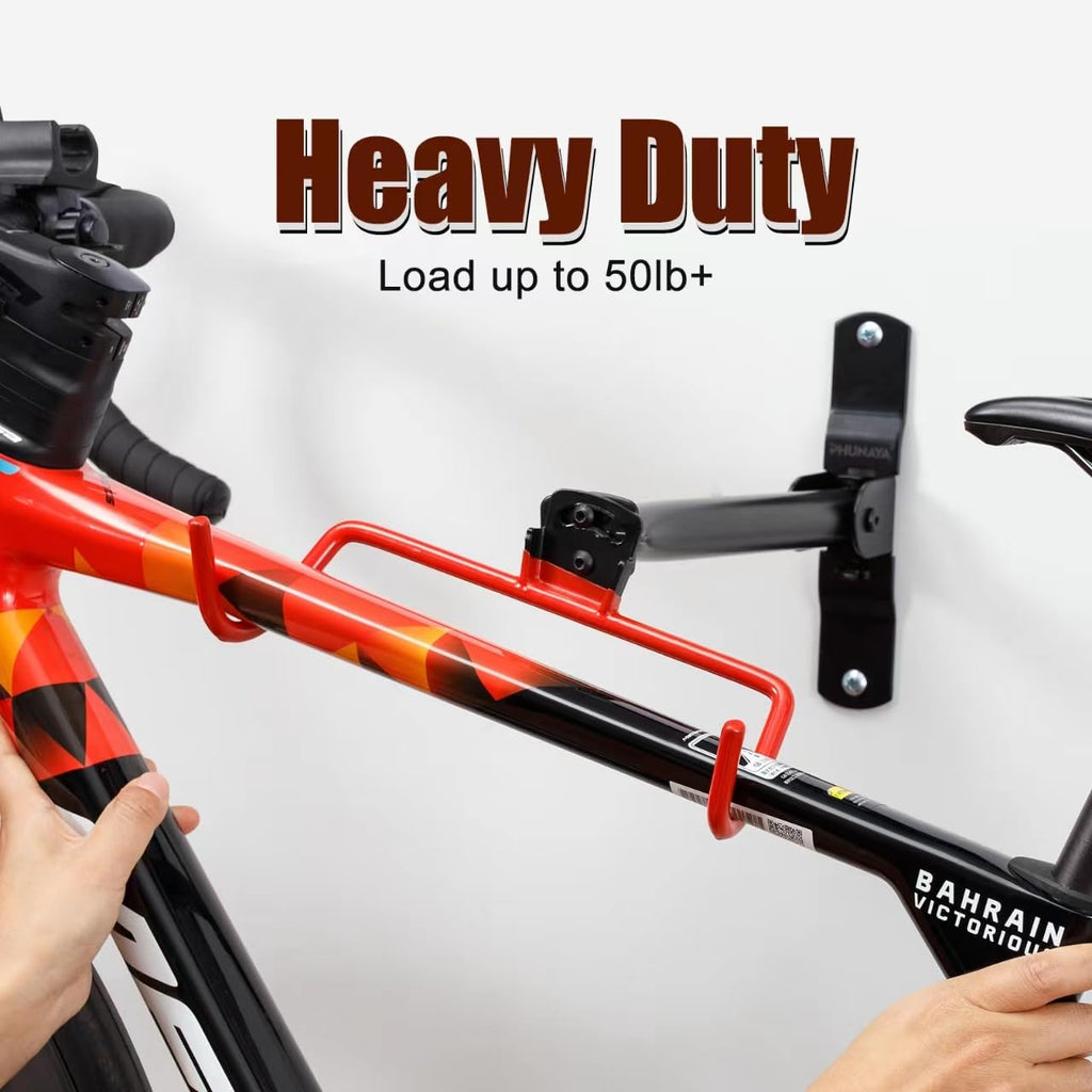 Phunaya Bike Hanger Wall Mount Bike Hook Horizontal Foldable Bicycle Holder Garage Bike Storage Bicycle Hoist Heavy Duty Screws
