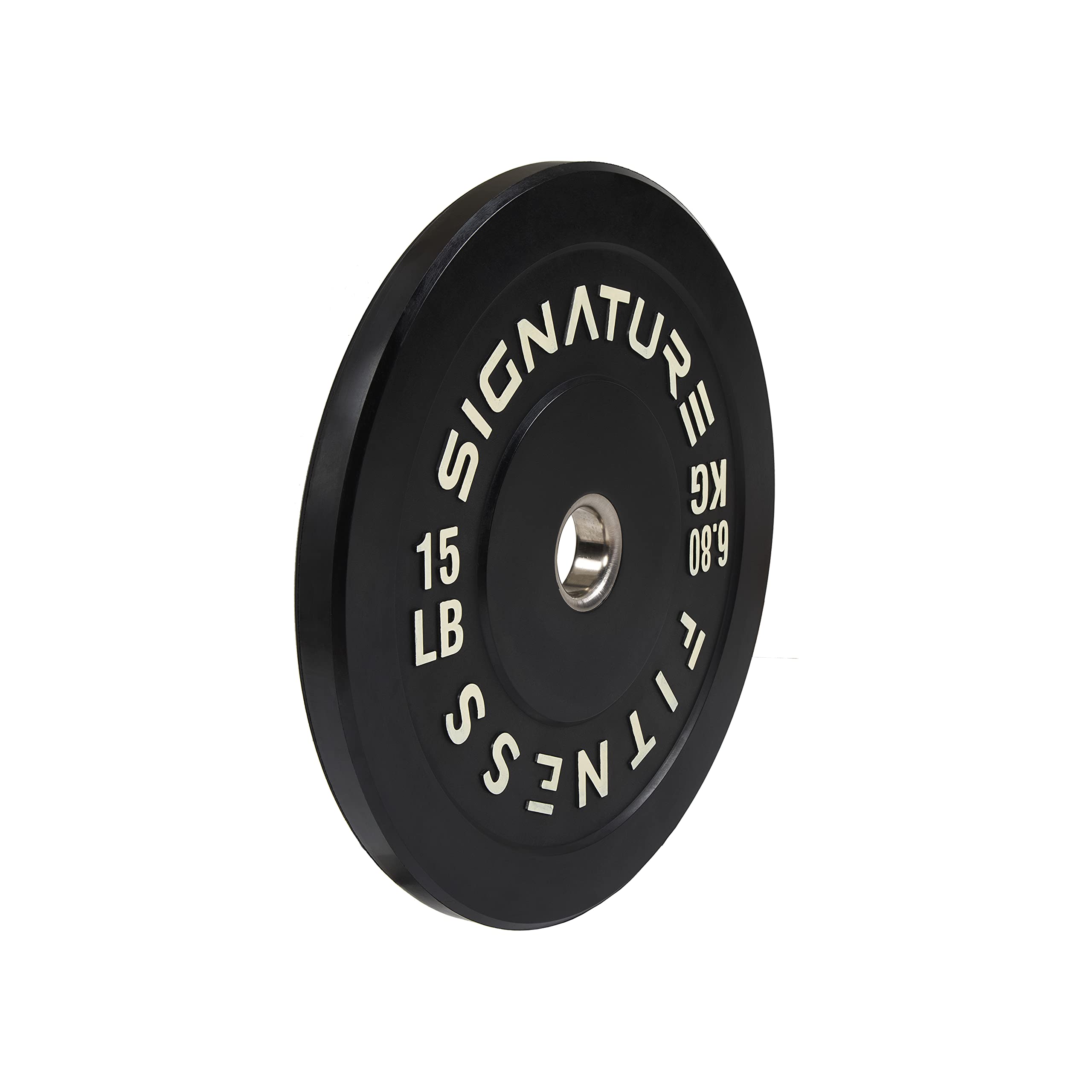 Signature Fitness 2'' Olympic Bumper Plate Weight Plates With Steel Hub, 15Lb Pair, Black