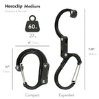 Gear Aid Heroclip Carabiner Clip And Hook (Medium) For Camping, Backpack, And Garage, Forest Green