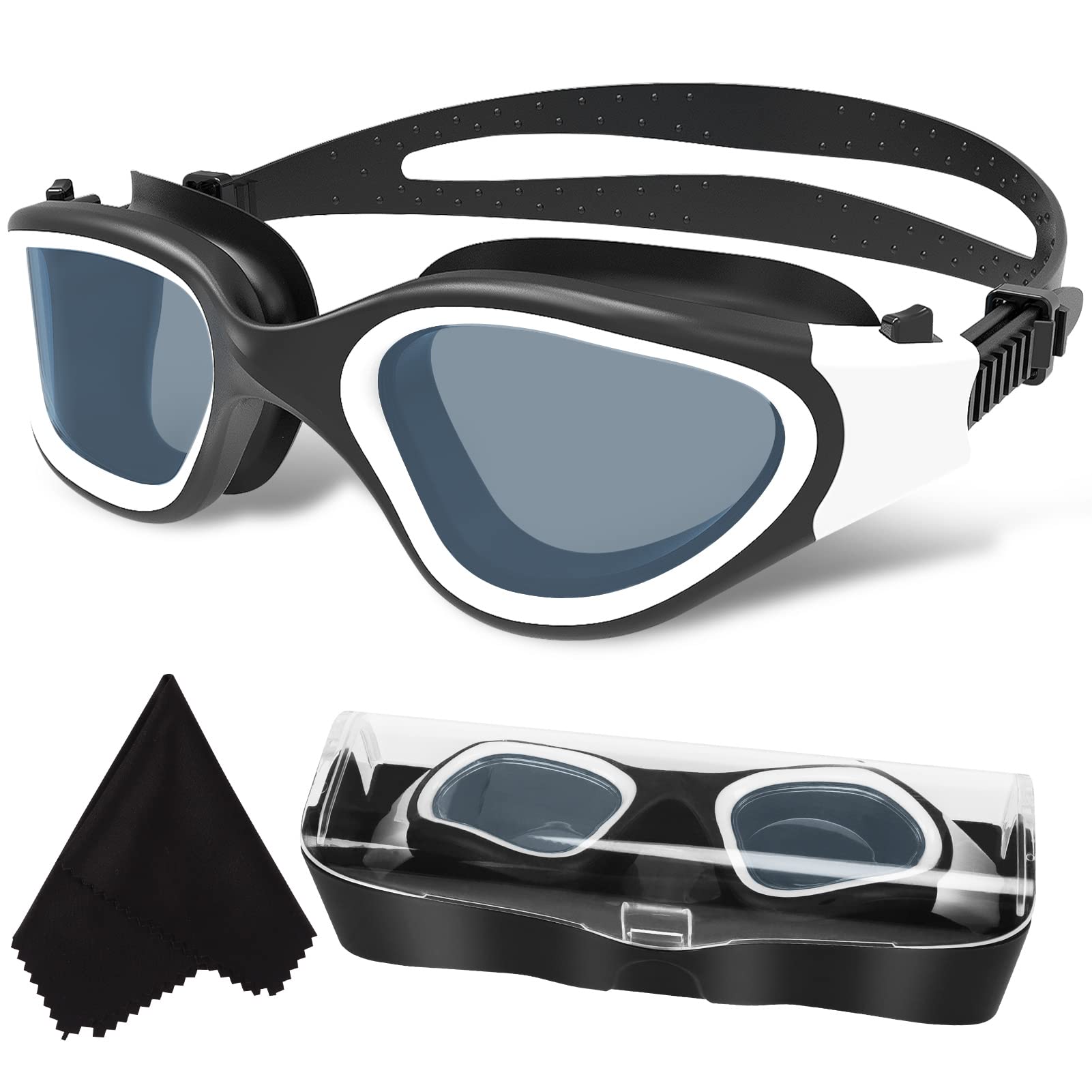 Win.Max Polarized Swimming Goggles Swim Goggles Anti Fog Anti Uv No Leakage Clear Vision For Men Women Adults Teenagers (Black&W