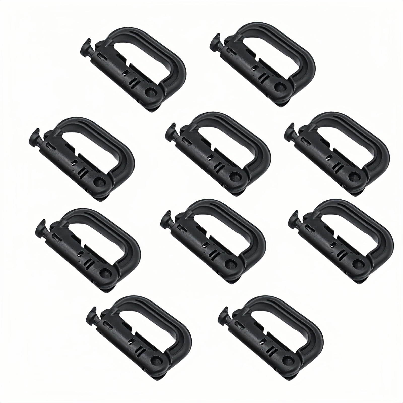 Tactical D-Ring Carabiner for Hiking/Military/EDC - Lightweight Plastic Mountain Carabiner with Quick-Release, MOLLE Compatible,