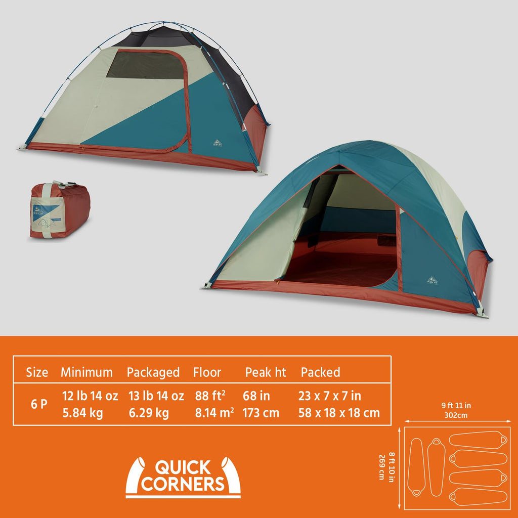 Kelty Discovery Basecamp Backpacking Tent, 4 Or 6 Person Camping Backpacking Shelter, Large Capacity, Fast Setup And Easy Tear D