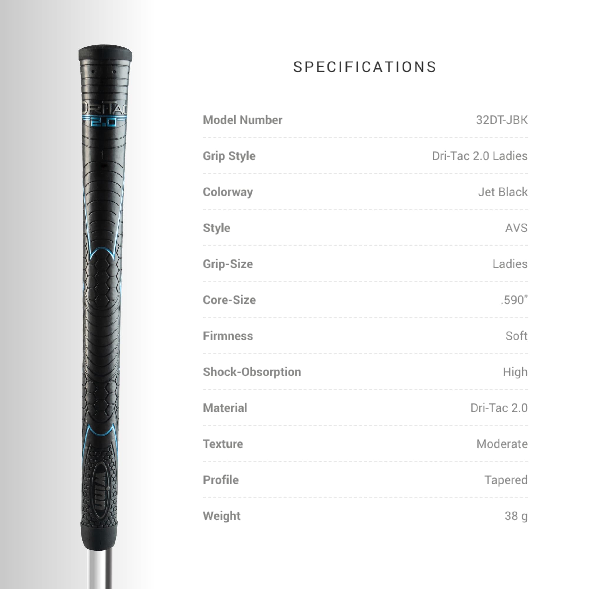 Winn Dri-Tac 2.0 Ladies Golf Grip - Tacky Feel, Moisture-Wicking, Shock Absorption | Avs Technology For Enhanced Performance | O