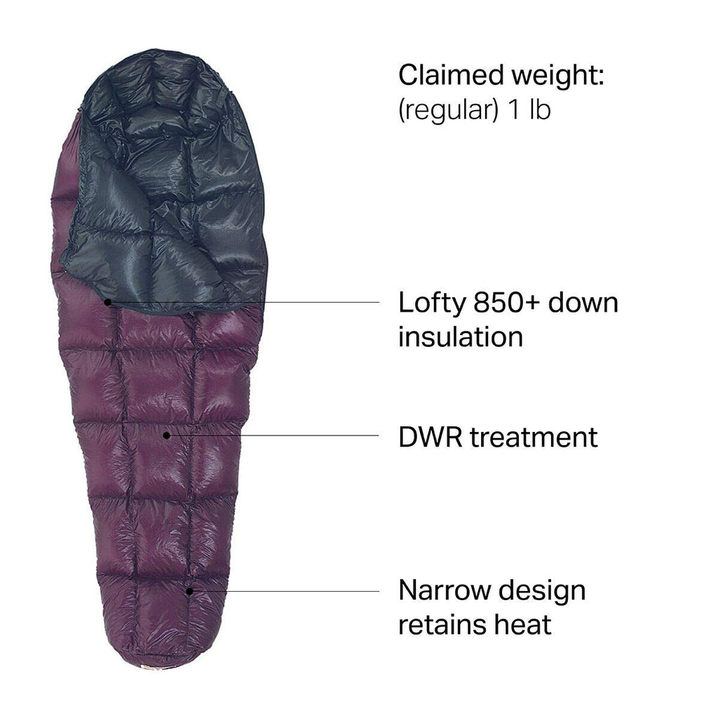 Western Mountaineering Highlite 35 Degree Sleeping Bag Plum 6Ft / Left Zip