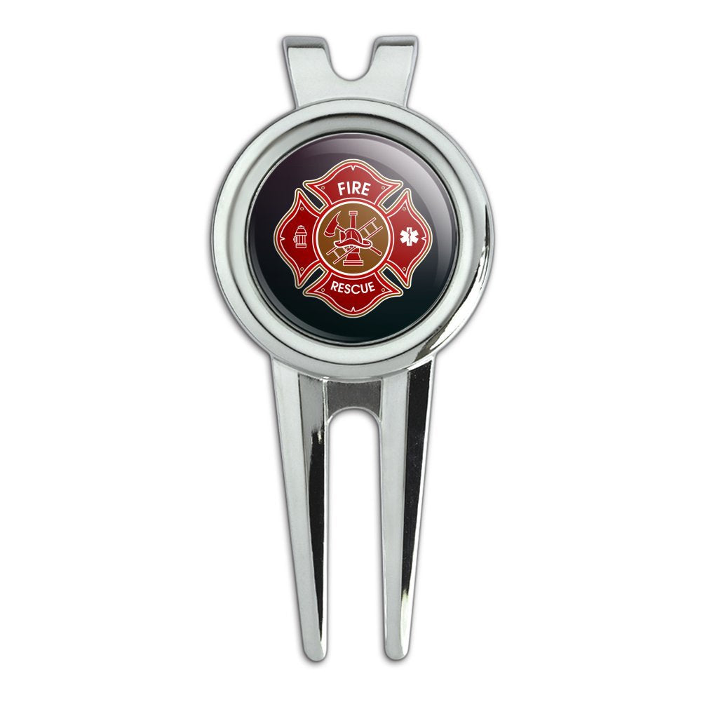 Graphics & More Firefighter Fire Rescue Maltese Cross Golf Divot Repair Tool And Ball Marker