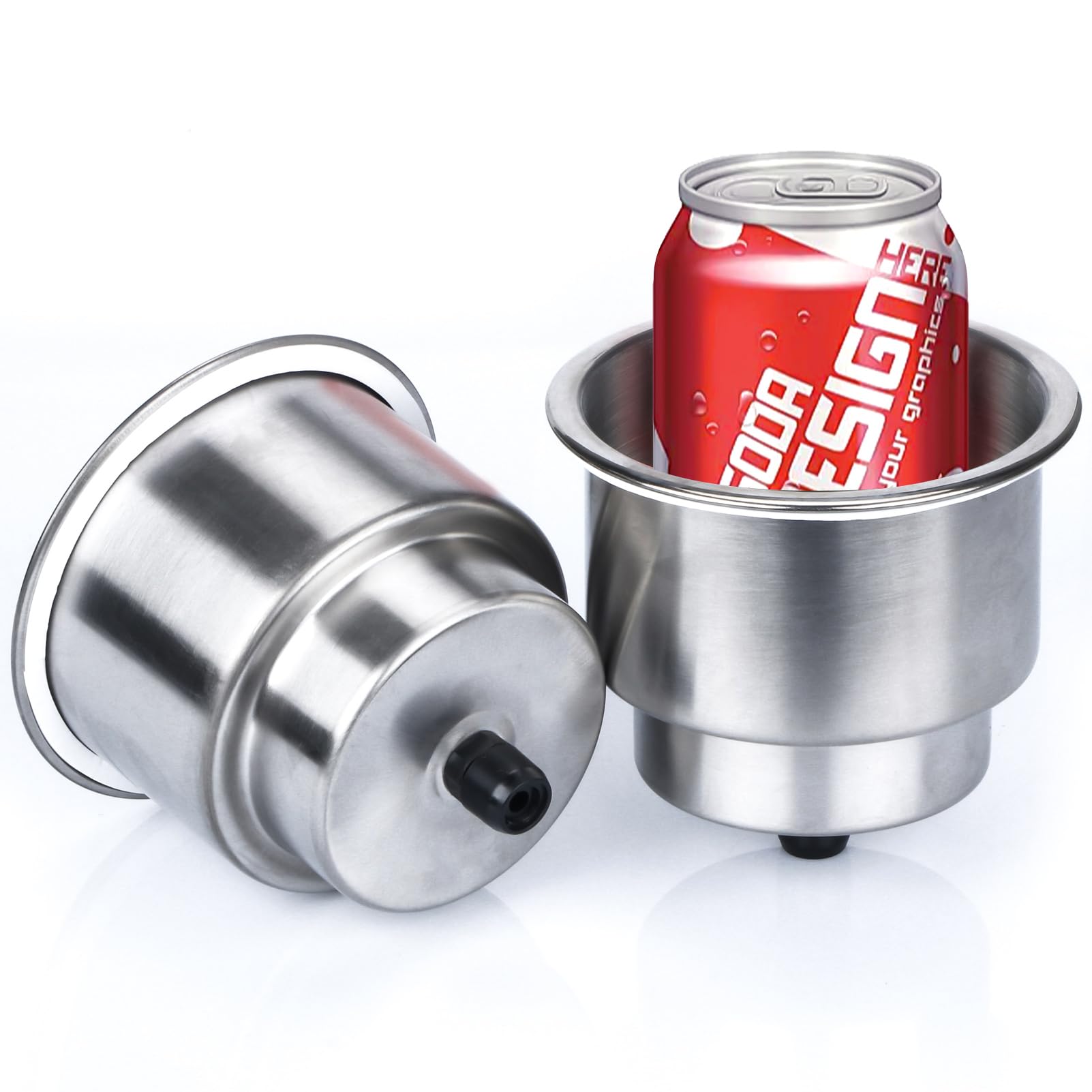 Marinebaby 2Pcs Stainless Steel Cup Drink Holder With Drain Marine Boat Rv Camper Boat Cup Holder
