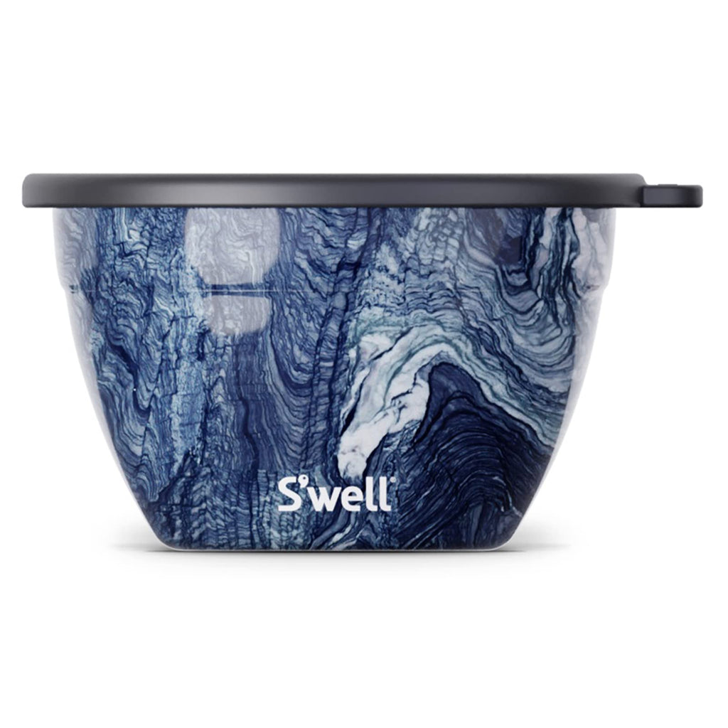 Swell Stainless Steel Salad Bowl Kit - 64Oz, Azurite - Comes With 2Oz Condiment Container And Removable Tray For Organization - 