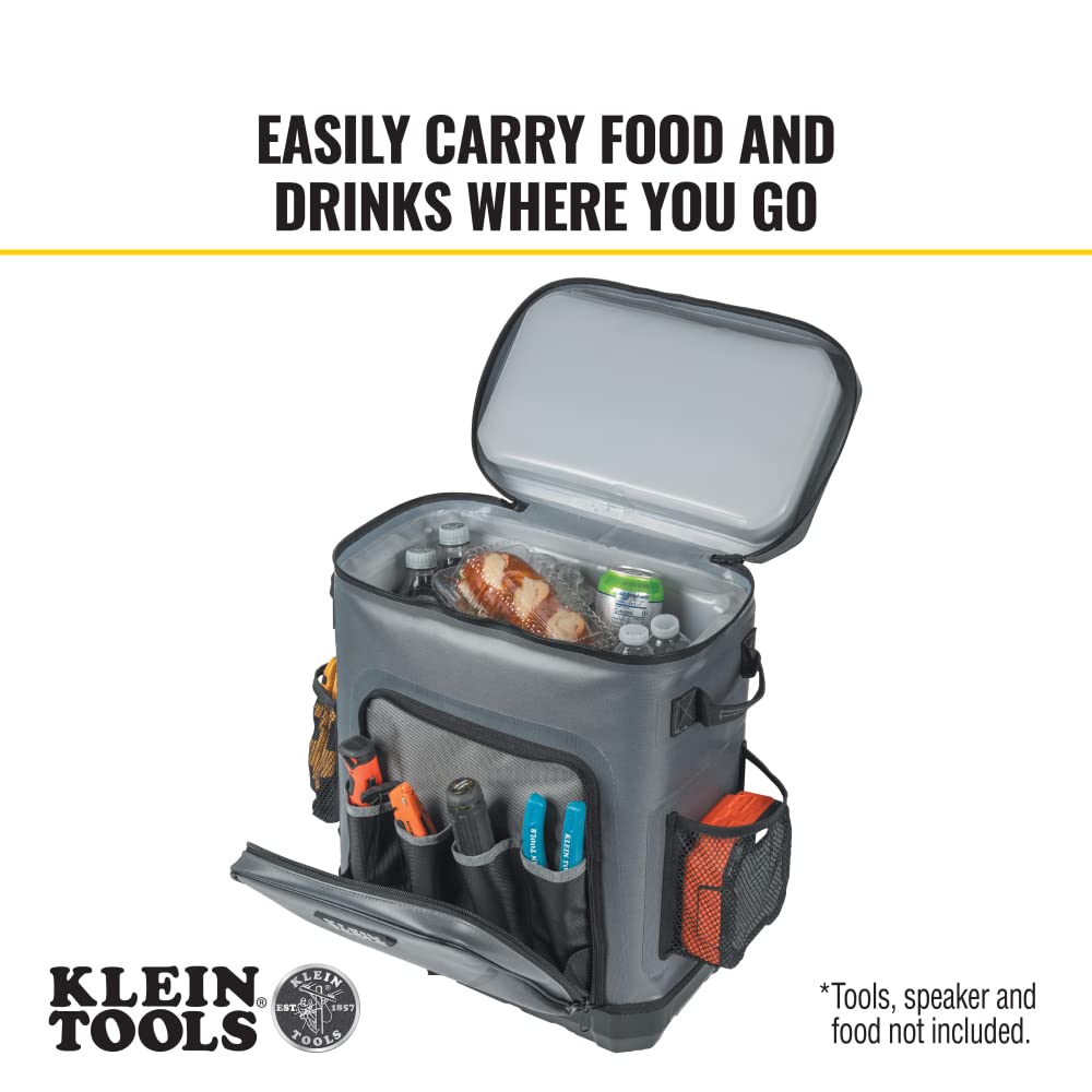 Klein Tools 62810Bpclr Cooler Backpack, 30 Cans Insulated Backpack Cooler, Rugged Bottom, Ideal For Jobsite, Hunting, Camping Or