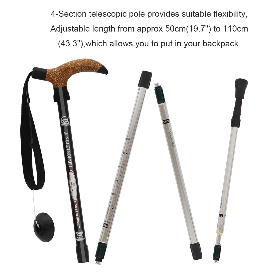 Aluminum Alloy Quick Lock Trekking Pole Anti-Shock Walking Stick Adjustable Cane Crutch For Mountains Trekking Hiking,Ultralight