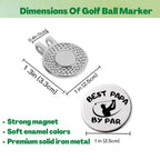 Golf Ball Marker With Magnetic Hat Clip, A Perfect Golf Gift For Men Or Women - Best Papa By Par, Golf Accessories For Men Or Wo