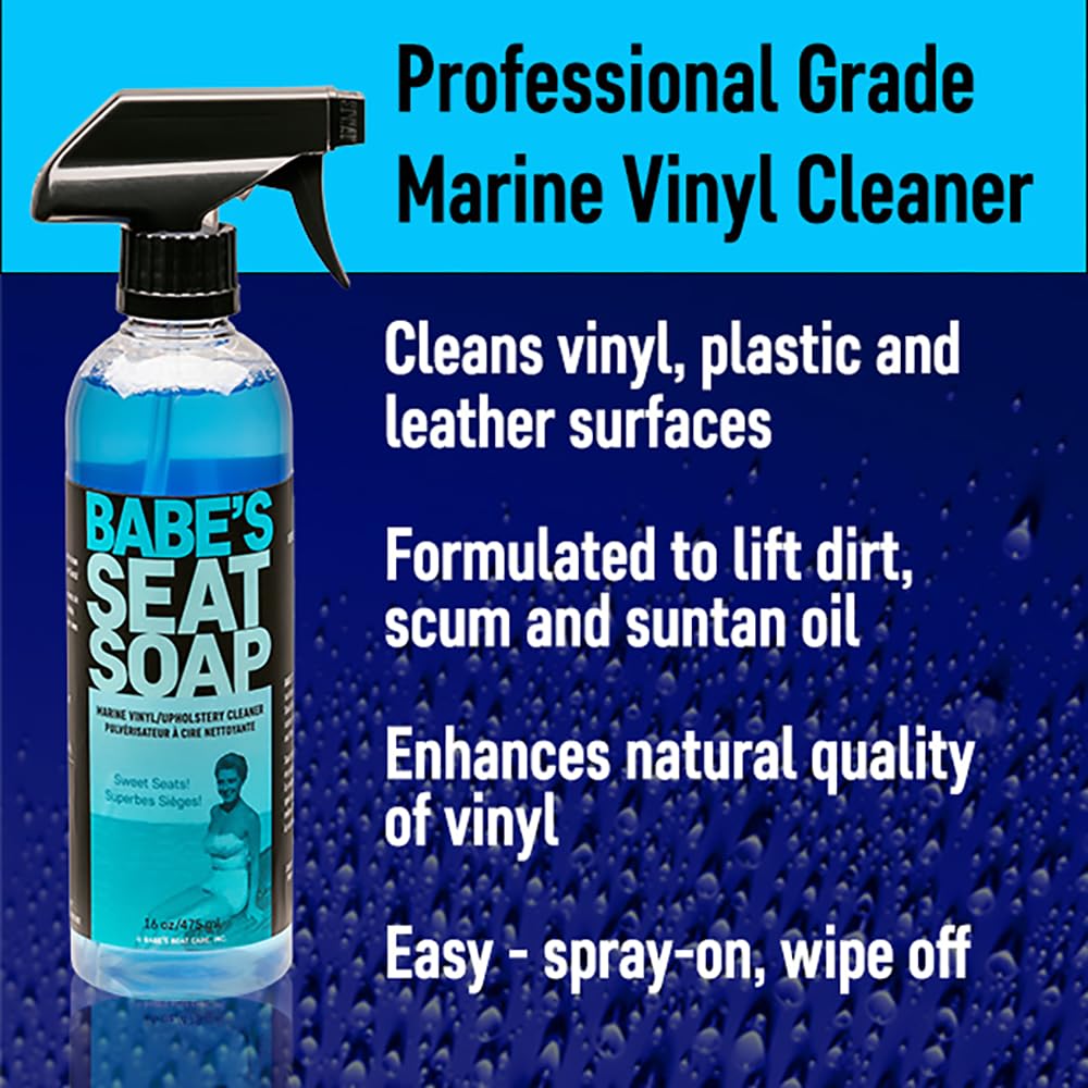 Babes Seat Soap Boat Vinyl And Upholstery Cleaner - 16 Oz. Spray Bottle - Cleans, Protects, And Enhances Marine Vinyl, Plastic,