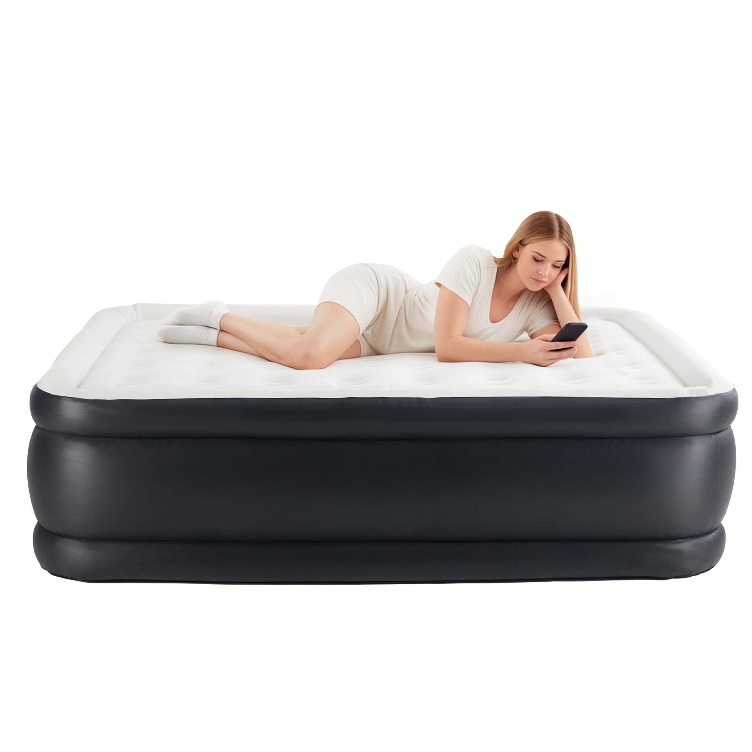 Simple Deluxe Queem 22 Height Camping Air Mattress, Built-in High-Speed Pump, Leak-Proof Foldable Airbed with Carrying Bag, Idea