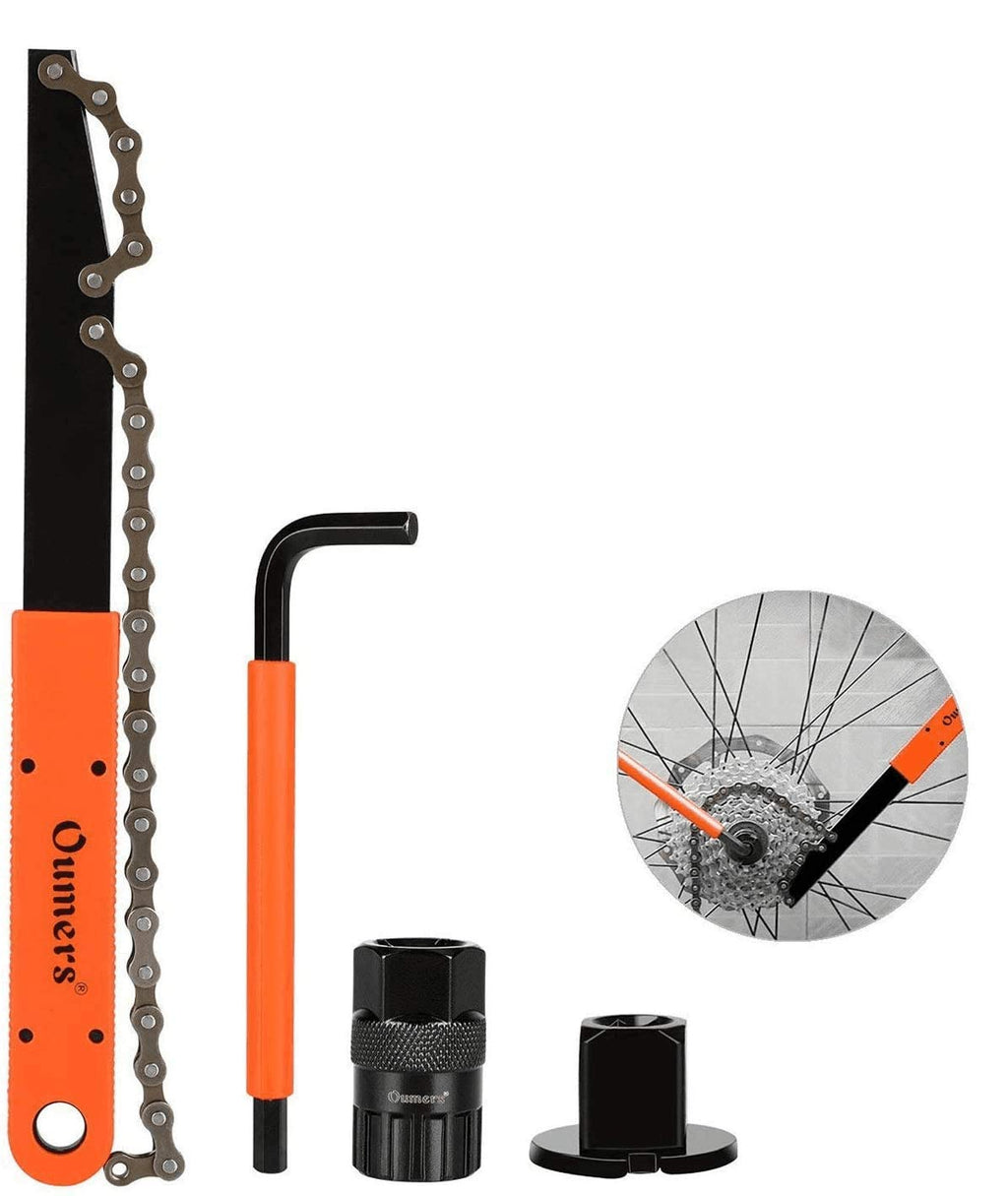 Oumers Bike Cassette Removal Tool With Chain Whip And Auxiliary Wrench Bicycle Sprocket Removal Tools, Bicycle Cassette Lock Rin