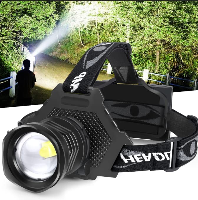 Bud K LED Headlamp USB Rechargeable, Head Lamp XHP70 Super Bright 1080 Lumen with 5 Modes, Batteries Included, Zoomable, Waterpr