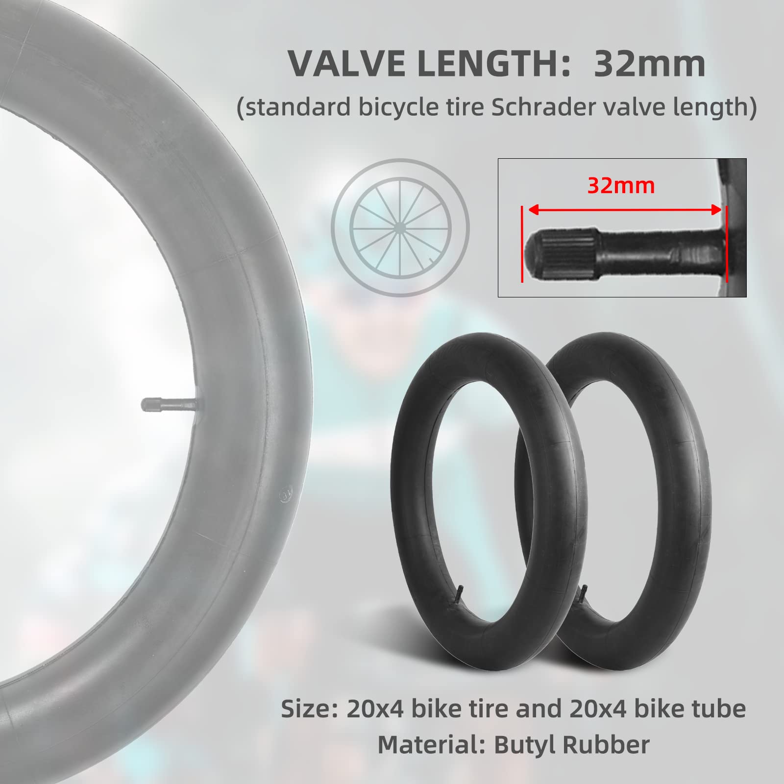 (Combo Pack) Calpalmy 20X4    Fat Bike Tire And Tube - 2 Bike Tires + 2 Bike Tubes Av 32Mm Valve For Fat Tire Mountain Bikes And