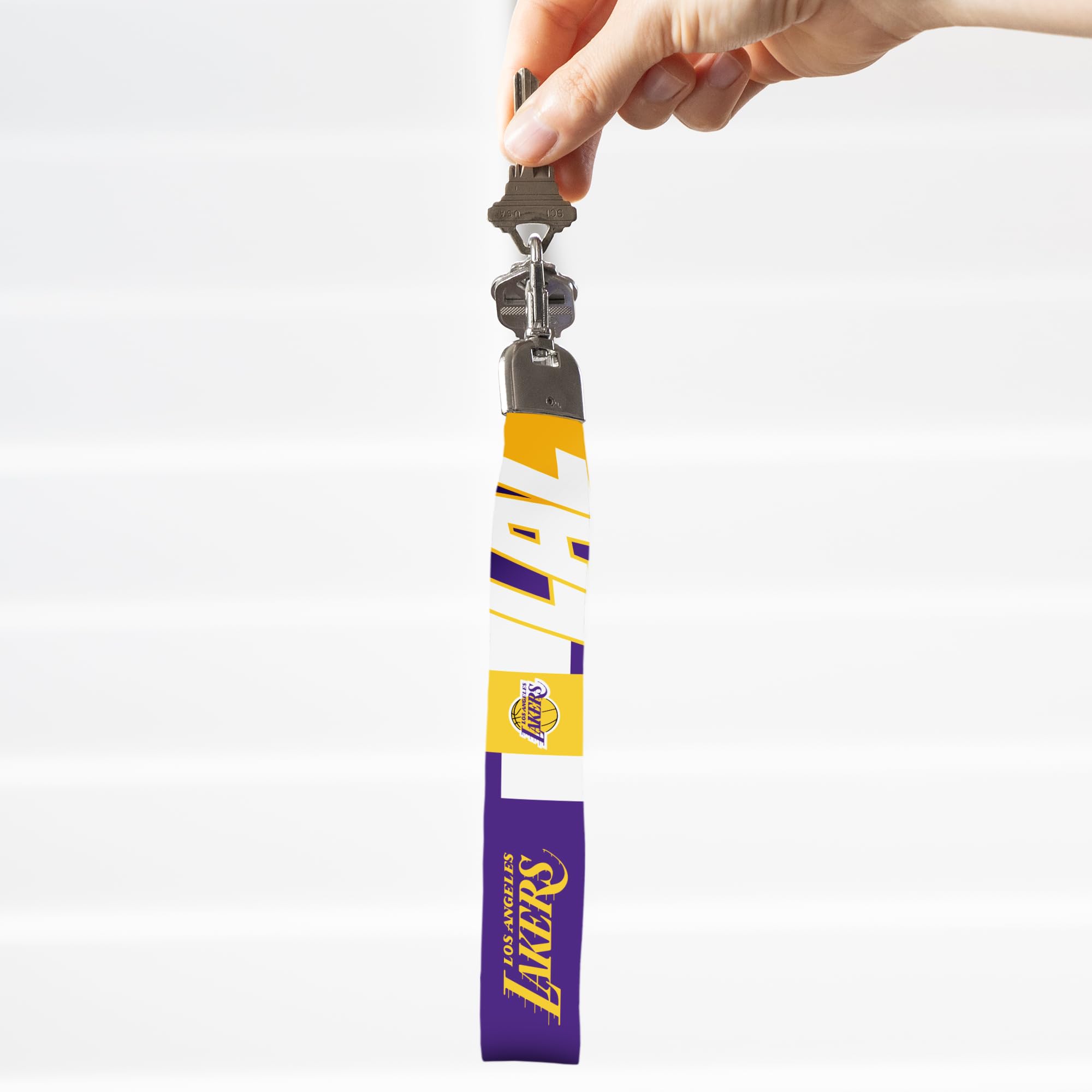Rico Industries Nba Basketball Los Angeles Lakers Wrist Lanyard Key Chain, Cute Wristlet Strap Keychain Holder For Women Men Car