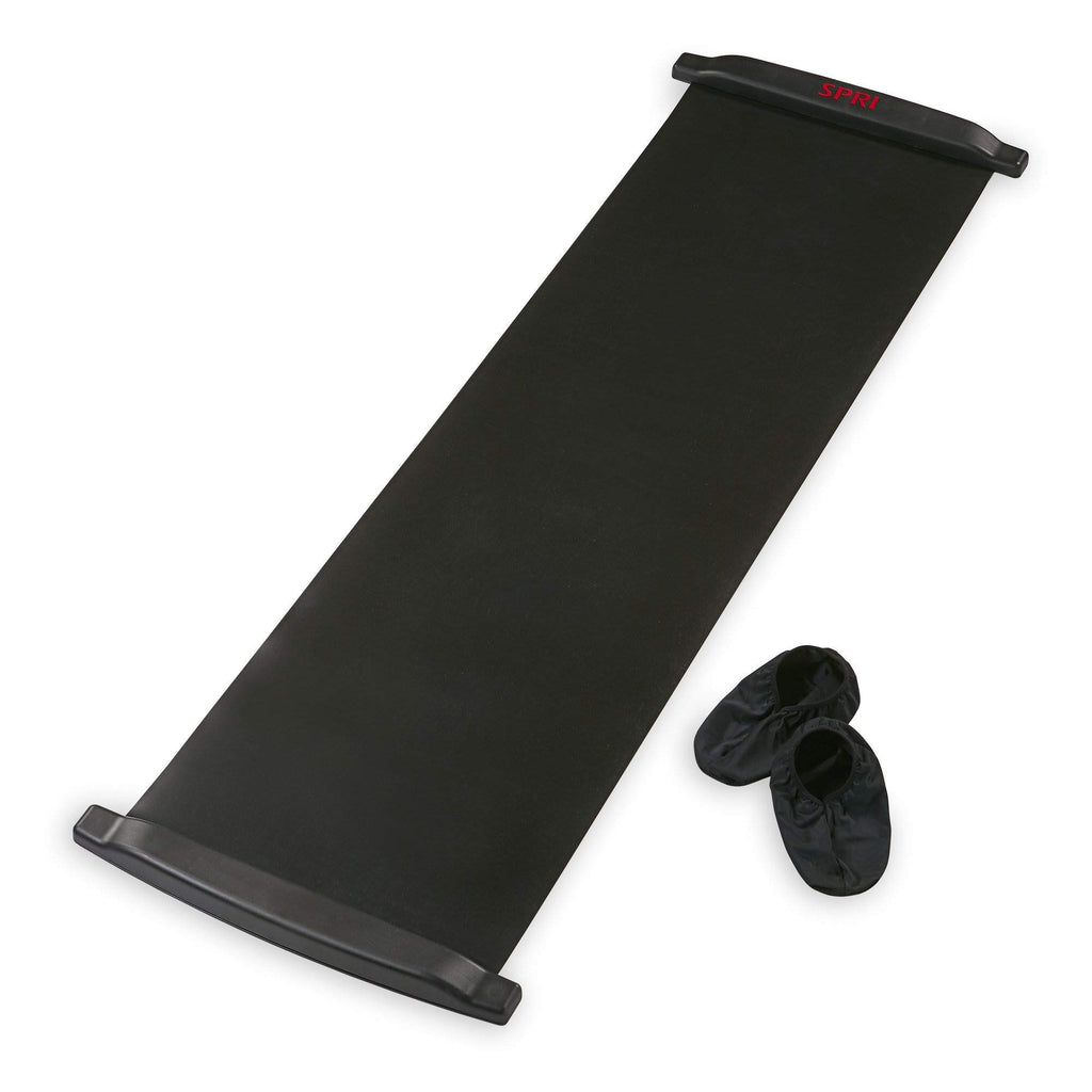 Spri Slide Board (71'' L X 20'' W) With End Stops, Sliding Booties, Mesh Carrying Bag And Exercise Guide For Low Impact Balance 