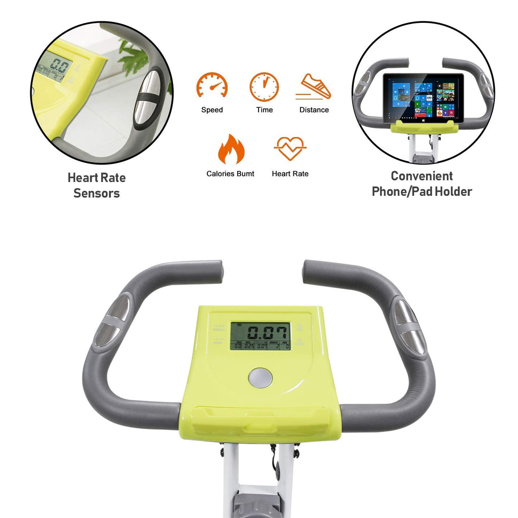 Leikefitness Leike X Bike Ultra-Quiet Folding Exercise Bike, Magnetic Upright Bicycle With Heart Rate,Lcd Monitor And Easy To As