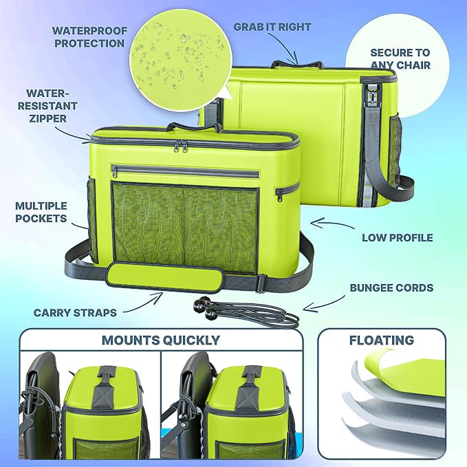 Skywin Kayak Cooler Behind Seat - Waterproof Kayak Seat Back Cooler For Kayaks - Compatible With Lawn-Chair Style Seats, Kayak A