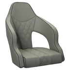 ERGOSEAT Deluxe Pro High Back Boat Seat Pontoon Captains Bucket Seat Boat Seat with Armrests (Light Gray/Light Gray/Charcoal)