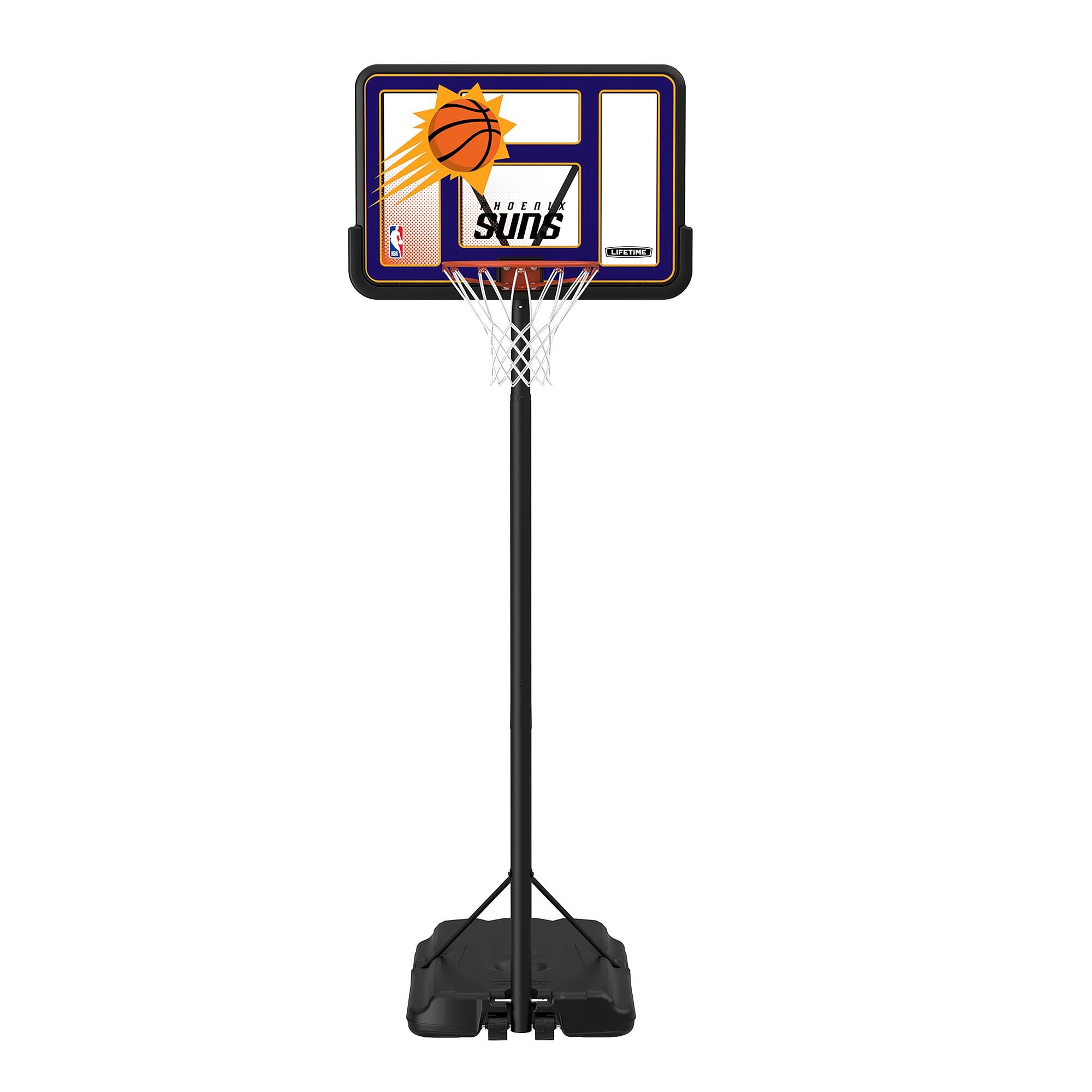 Lifetime NBA Phoenix Suns Portable Basketball Hoop, Adjustable Height 7.5-10 Ft, 44 Inch Shatterproof Fusion Backboard, Base wit