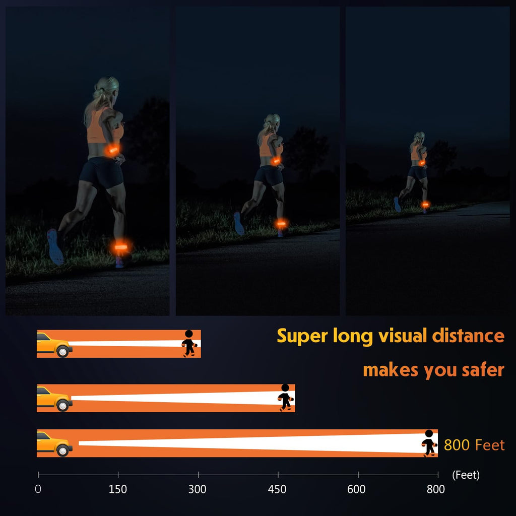 Simket Led Armbands For Running (2 Pack), Usb Rechargeable Reflective Running Gear, High Visibility Light Up Bands Adjustable Ru