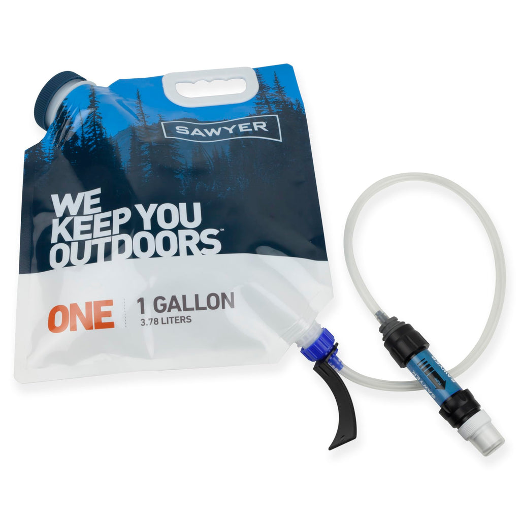 Sawyer Products Sp160 One Gallon Gravity Water Filtration System W/Dual-Threaded Mini Filter, Blue/White/Clear