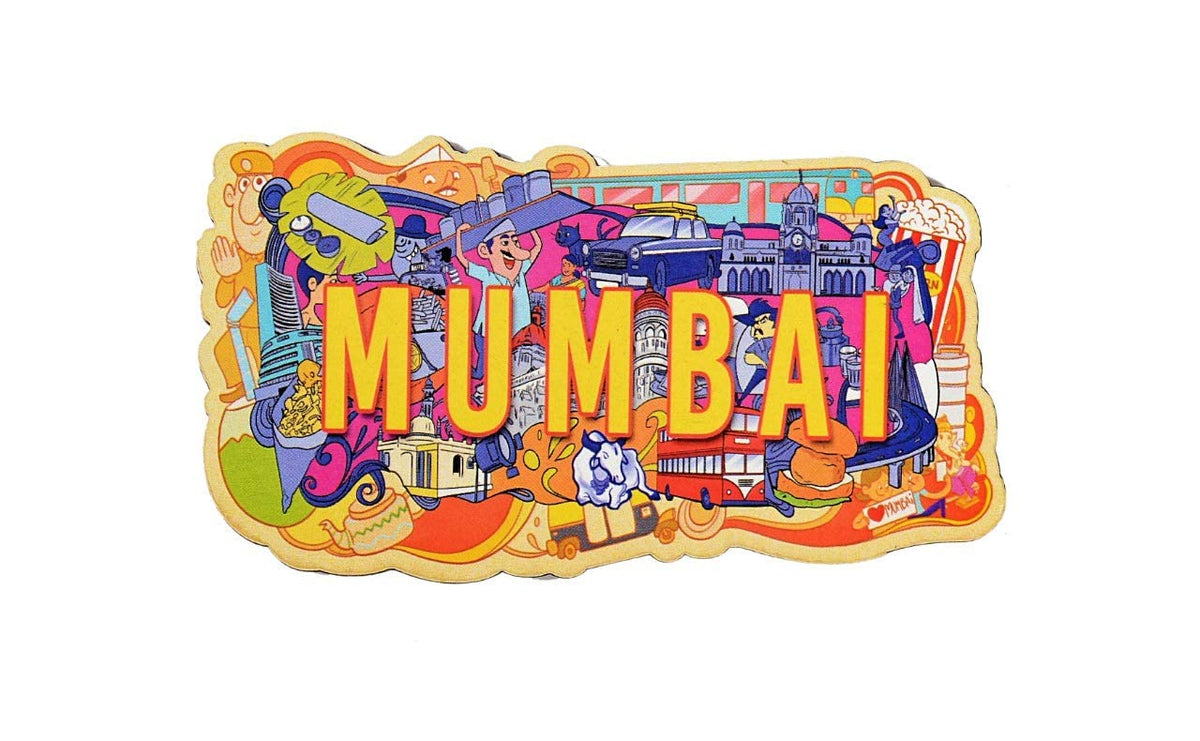 VVWV Mumbai Fridge Magnets Refrigerator Home Kitchen Dcor India Souvenir Wooden MDF Fridge Magnet L X H 3 X 3 Inch