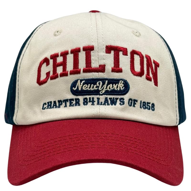 The Tie Hub Red Blue & Beige Baseball Cap For Men & Women With Chilton Ny Embroidery