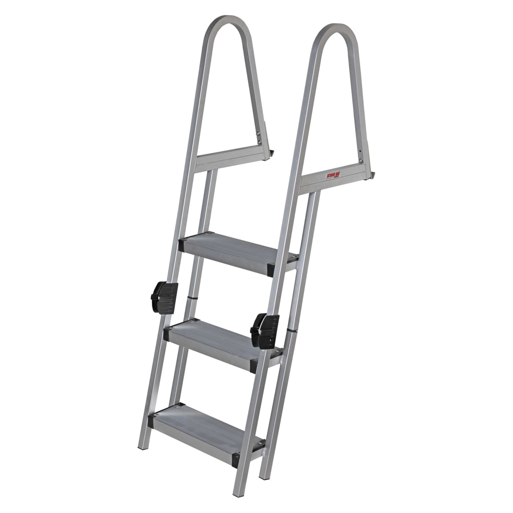 Extreme Max 3005.5284 Heavy-Duty Aluminum Pontoon & Dock Ladder with 15.75 Wide Fold-Up Steps - 3-Step, 300 lbs. Weight Capacity