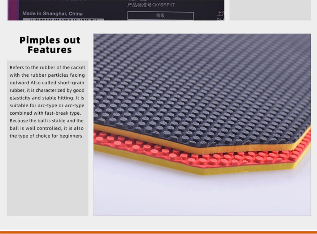 Dhs 652 Short Pips-Out Table Tennis Rubber, Dhs Pimples Out Pingpong Rubber With Sponge, Short Pimples (1 Pcs Black)