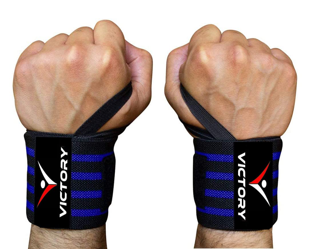 VICTORY Professional Wrist Wrap Band, Wrist Strap for Gym and Fitness with Thumb Loop Straps Wrist Wrap Gym Accessories for Men