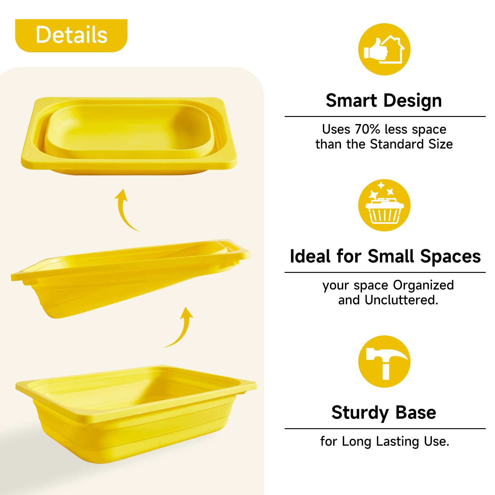 Beright Collapsible Storage Bin, Wash Basin Folding Dish Tub Sink, Space Saving For Dishing, Fruit And Camping, Hiking And Home,