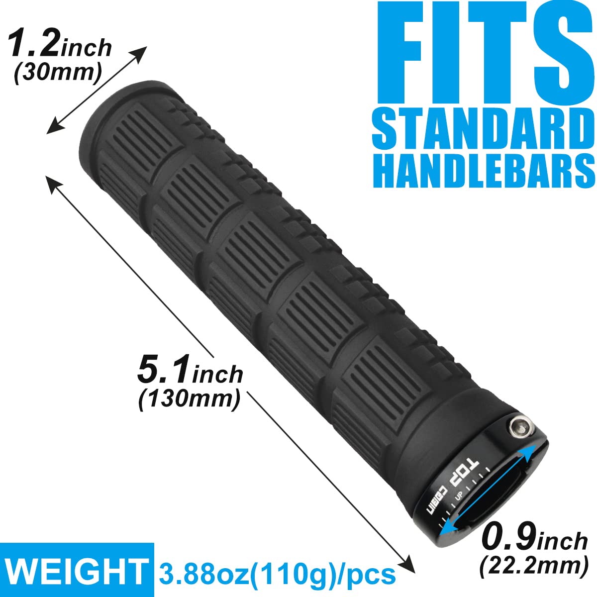 Topcabin Bike Grips Double Lock On Locking Bicycle Handlebar Grips Cycle Bicycle Mountain Bike Bmx Floding (Rubber Grips Black 1