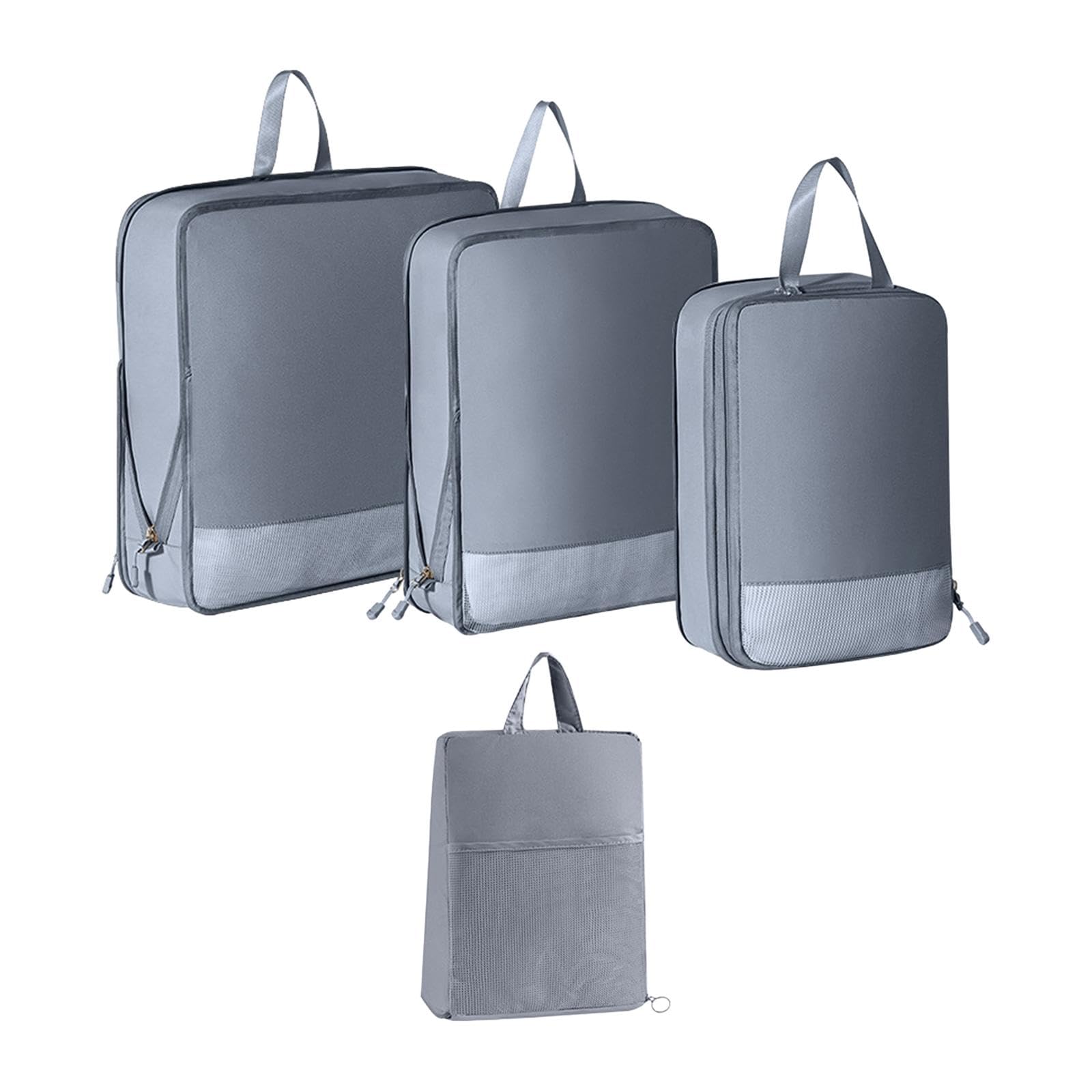 Myaddiction 4X Compression Packing Cubes Waterproof Wardrobe Organizers Bags For Camping Gray