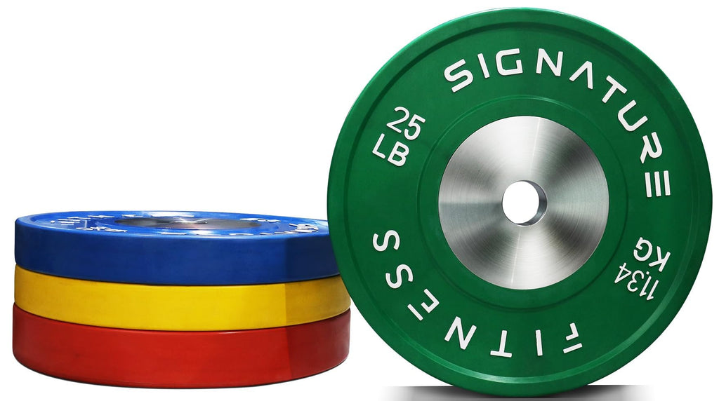 Fitvids 2 Olympic Competition Bumper Plate with Steel Hub, 25 LBS Single, Green