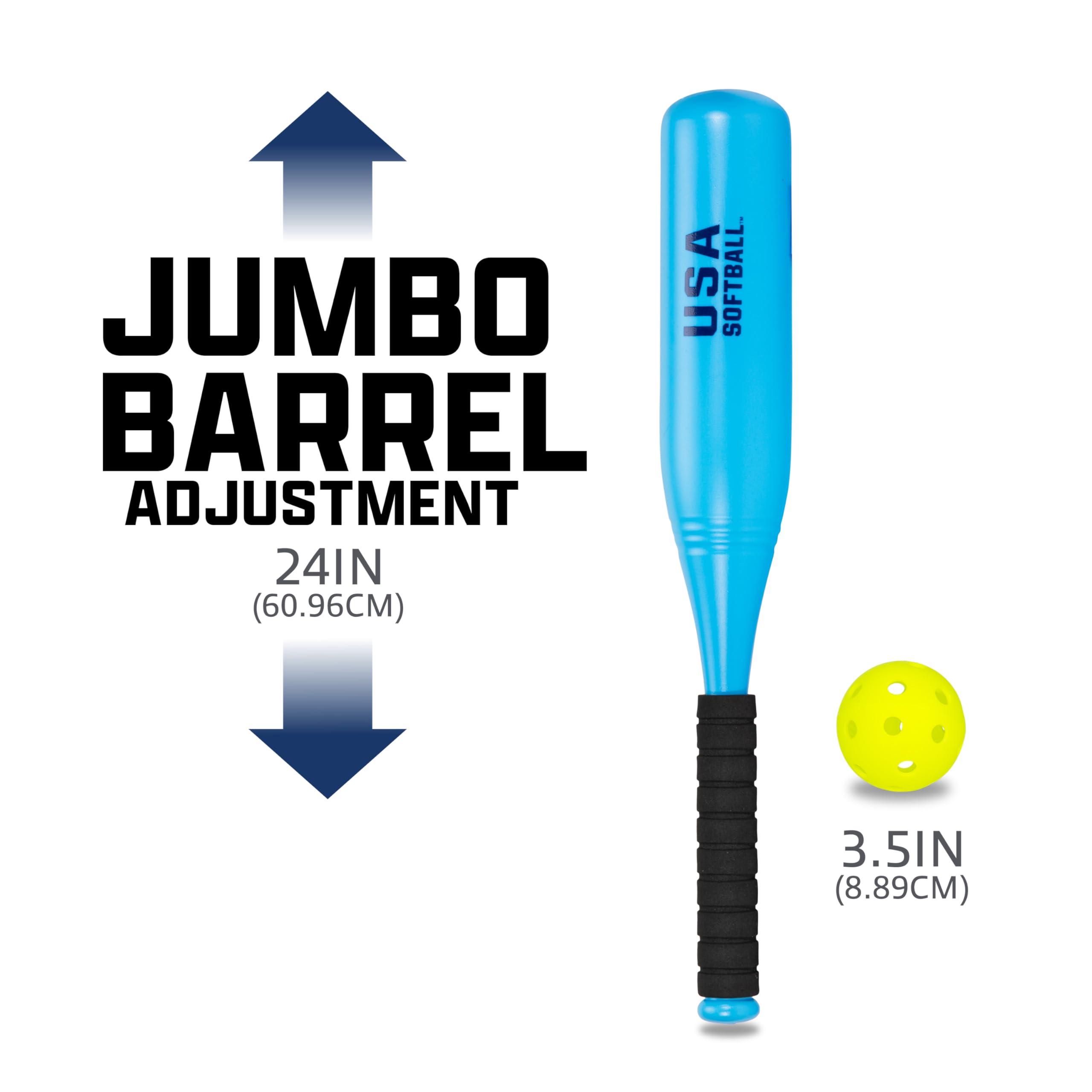 Franklin Sports Jumbo Kids Plastic Bat & Ball - Usa Softball - Backyard Bat With Large Barrel For Kids + Toddlers, 24''