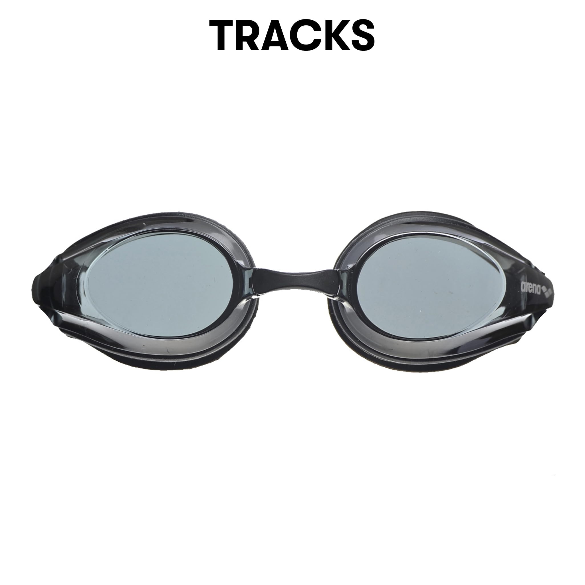 Arena Tracks Swim Goggles, Black  Smoke  Black, Non-Mirror Lens