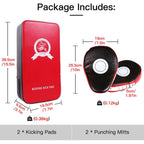 Seisso 2Pcs Taekwondo Kickboxing Pads+2Pcs Punching Mitts For Karate Training Target Thai Pads Punching Kit Kick Punch Pad Kicki