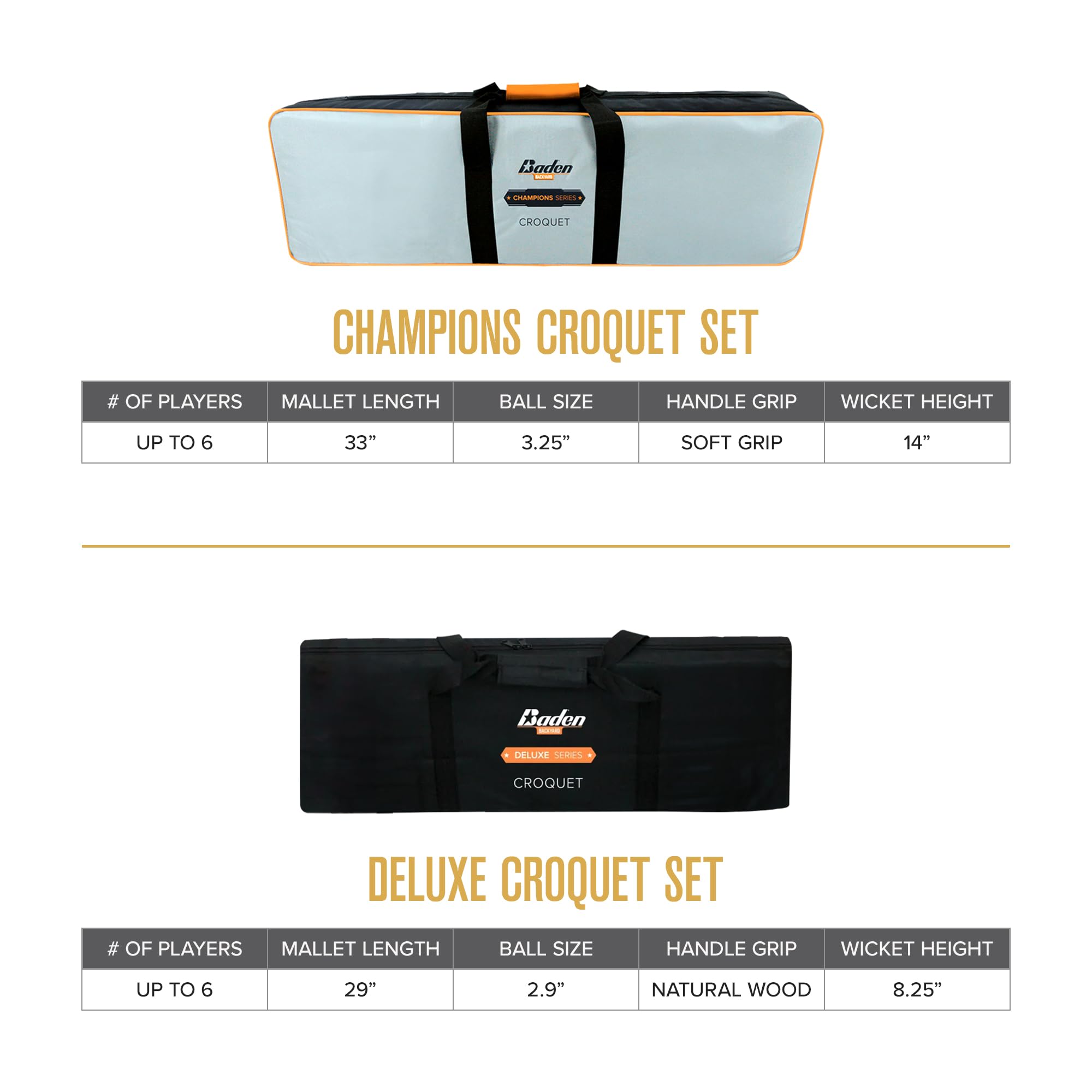 Baden 6-Player Champions Croquet Set With Soft Grip Handles Medium