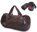 Raizex Combo Pack Of PuLeather Gym Duffel Bag With Shoulder Strap For Men & Women With Red Wrist Support Band For Daily Exercis