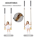 Outdoor Swing, Kinspory Swing Set For Backyard, Adjustable Nylon Rope With Hanging Tree Straps Kit, Wooden Swing Seat For Indoor