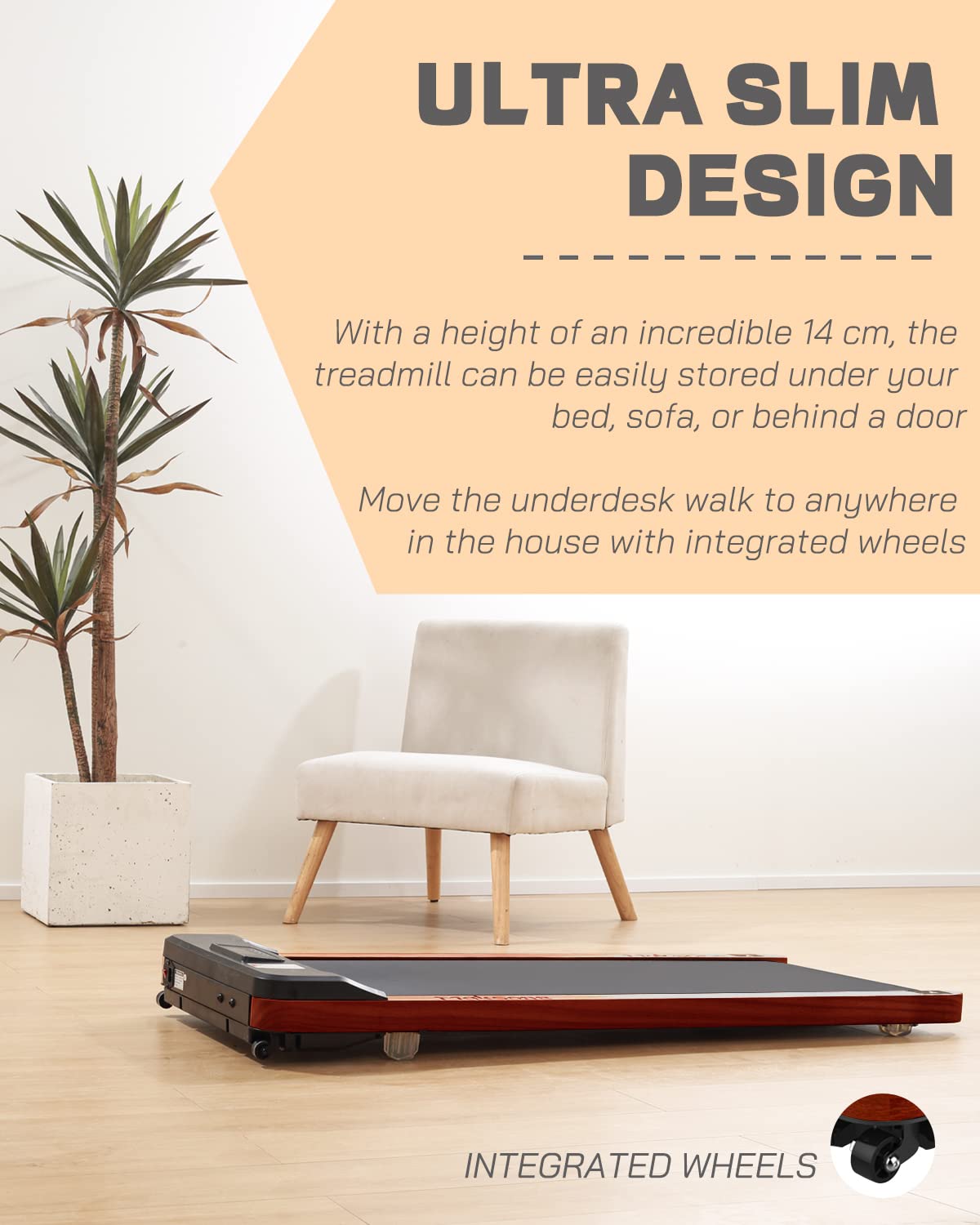 Maksone Under Desk Treadmill, Expert Of Wooden Walking Pad, Walking Jogging Machine With Remote Control, Installation-Free
