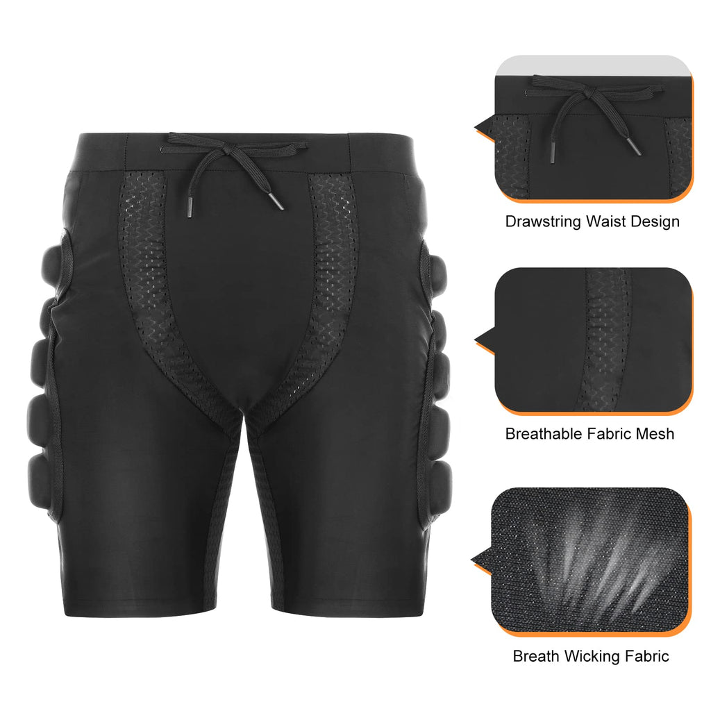 Relaxyee Protective Padded Shorts, 3D Protection Short Pants Hip Padded Compression Shorts Impact Shorts Hip Protective Gear For