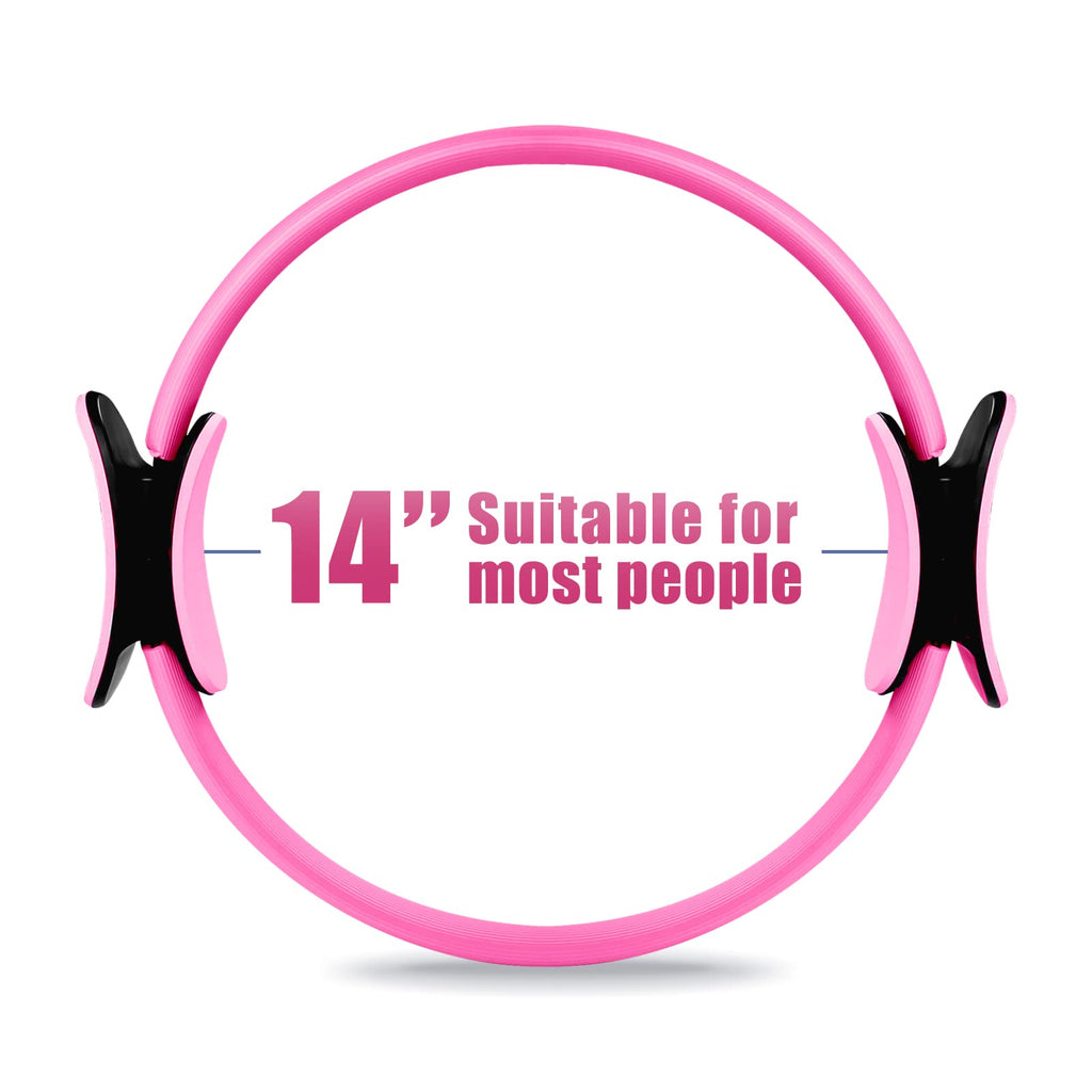 Ritfit Pilates Ring Circle - 14 Inch Magic Fitness Circle For Toning Inner & Outer Thighs, Bonus Workout Guide Included (Pink)