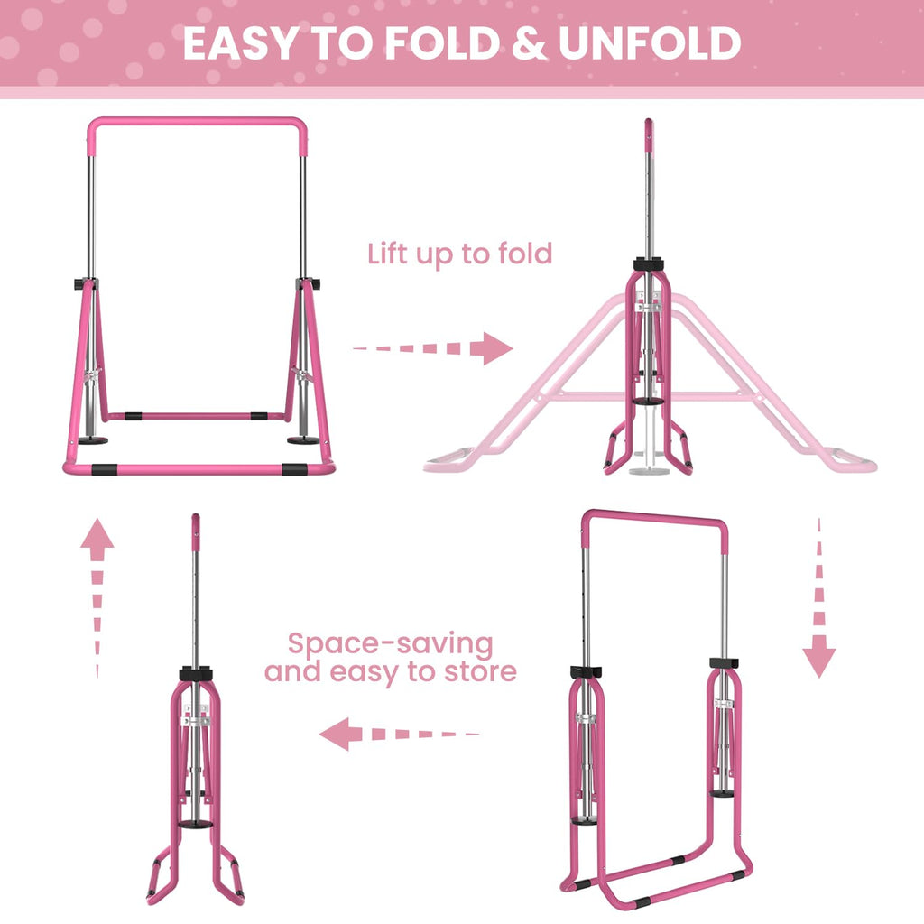 Dobests Foldable Gymnastics Bars For Home Gymnastic Equipment For Kids Adjustable Junior Training Bars For 3-7 Years Old Childre