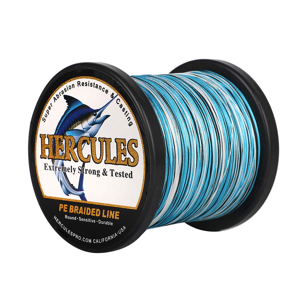 Hercules Braided Fishing Line 2000M 2187Yds 10Lbs-200Lbs Pe Superline 8 Strands (Blue Camo 15Lb/6.8Kg 0.16Mm)